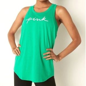 Victoria's Secret PINK knit racerback electric green perfect top Women's XL NEW
